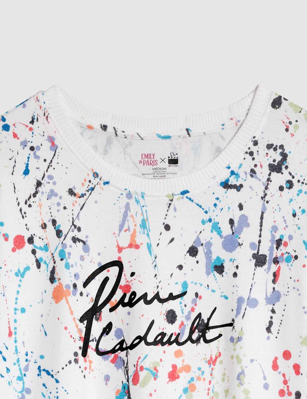 Emily in Paris Pierre Paint Splatter Hacci Womens Sweatshirt